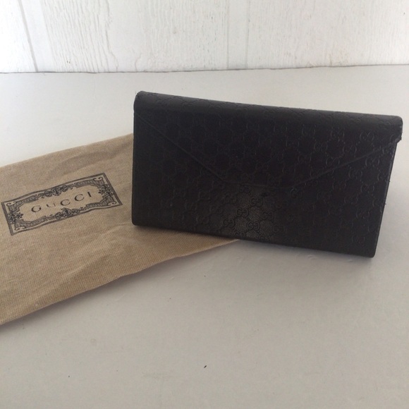 GUCCI BROWN MONOGRAM LEATHER GLASSES CASE - Picture 2 of 16